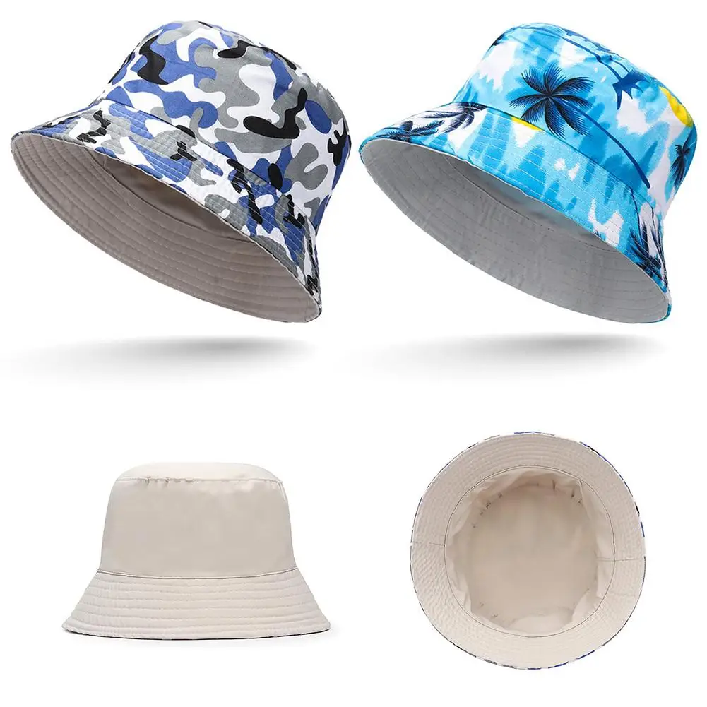 

Fashion Double-side Bucket Hat Dairy Summer Print Fisherman Hats Shade Outdoor Travel Panama Cap Wild Match Hat Sun Caps For Men