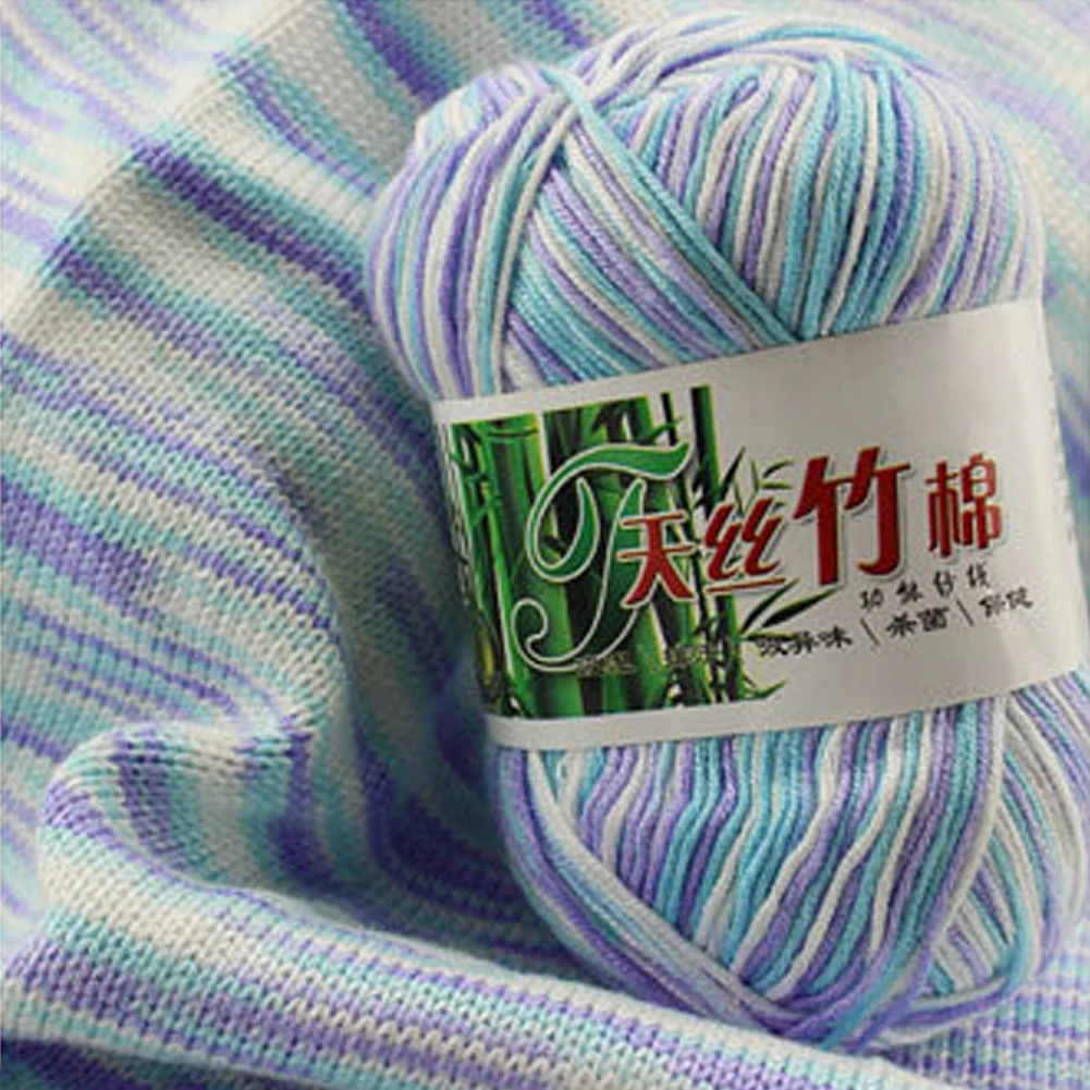 White blue purple WITUSE 11,11, акция, распродажа, 21 цвет, мягкая натуральная шерстяная хлопковая пряжа для одежды, свитер, ручная вязка, моток, вязание крючком - Цвет: White blue purple