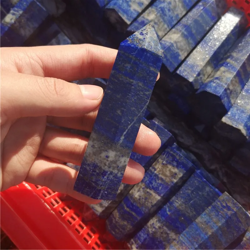 Натуральный кристалл лазурит шестигранная колонна кристальная точка