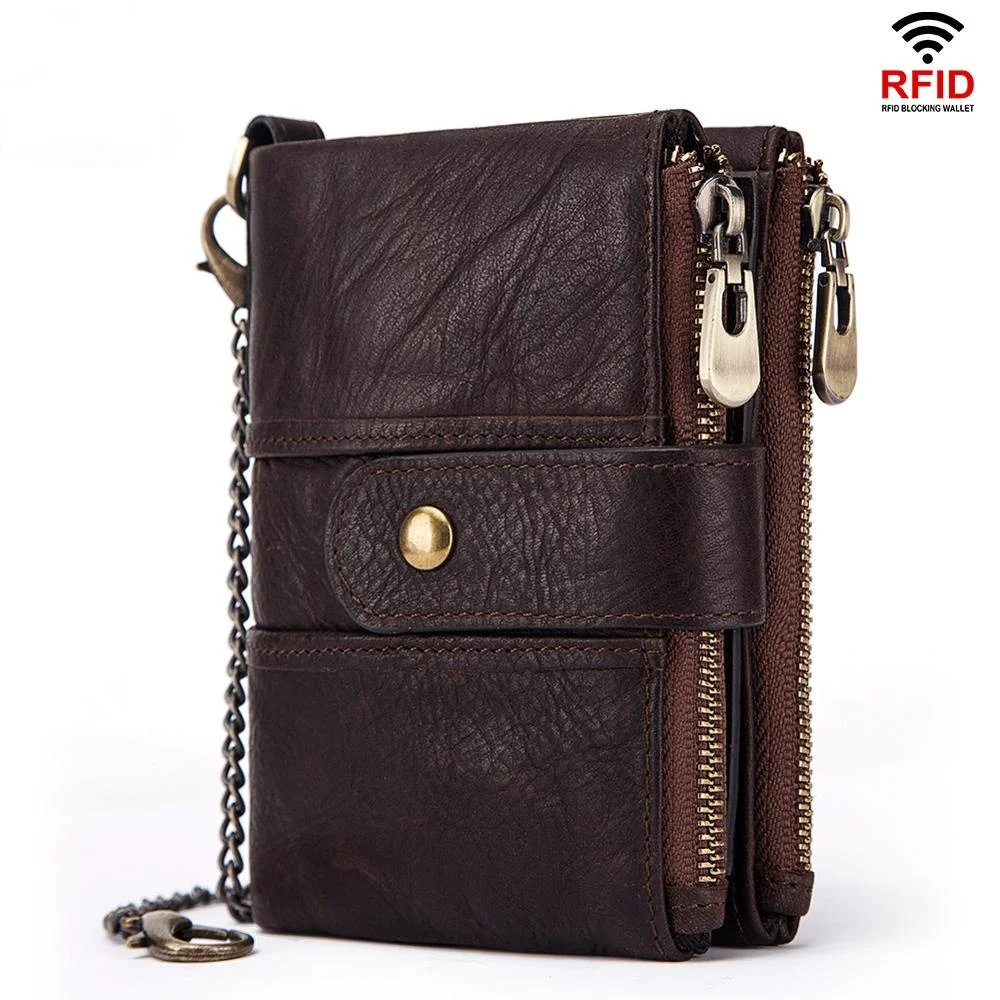 

100% Genuine Cow Leather Wallet Rfid Men Crazy Horse Coin Purse Short Male Money Bag Mini Walet High Quality Card Holder 2020