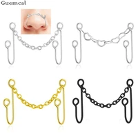 guemcal 1pc stainless steel nose chain nostril ball nose stud decoration earring piercing septum double nose piercing ring