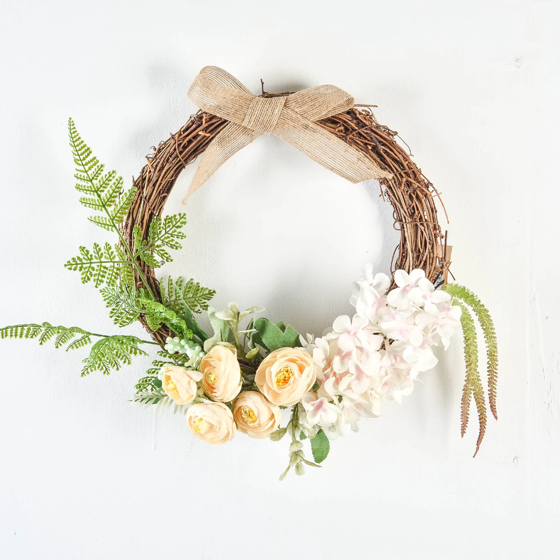 Cilected Весна ротанга венок для передней двери с Искусственный Пион Гортензия на