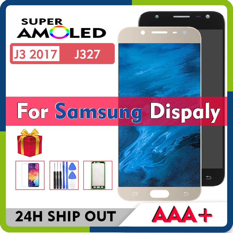 Pantalla LCD J327 Original para Samsung Galaxy J3 2017 SM J327F J327G DS, montaje de digitalizador con pantalla t&aacute;ctil, no para J330-0