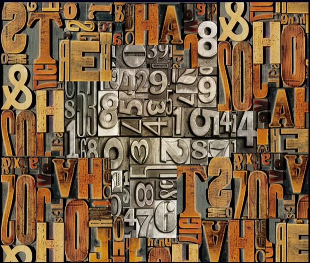 3D резной алфавит металлический цифровой телевизор гостиная спальня декорация