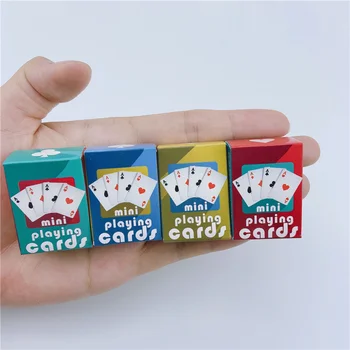 Cute MINI Miniature Games Poker MINI Playing Cards 40X28mm Miniature For Dolls Accessory Home Decoration High Quality Card Game 6