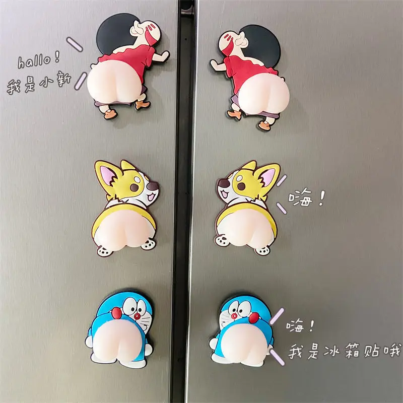 

A Pair Cute Cartoon Stickers Soft Fart Magnetic Refrigerator Stickers Silicone Bumper Pad Home Magnet Decoration