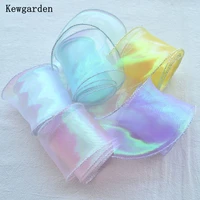 kewgarden color 6cm hemming organza ribbon handmade tape diy girl hairbow accessories packing riband wholesale 35 meters