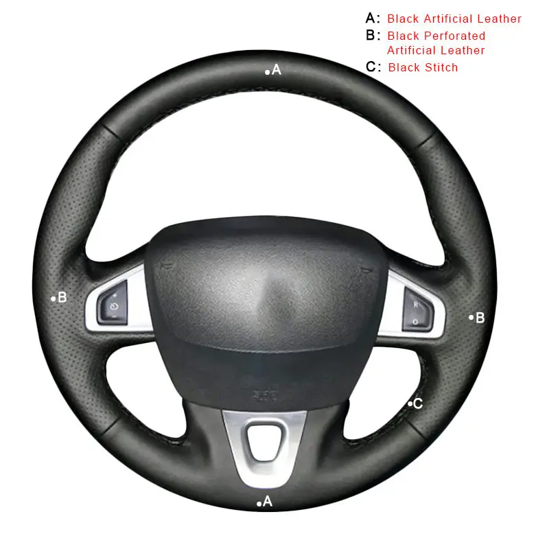 Artificial Leather Автомобильная оплетка на руле для Renault Megane 2008- Fluence(ZE) 2010- Kangoo- авточехлы Стайлинг - Название цвета: Artificial Leather