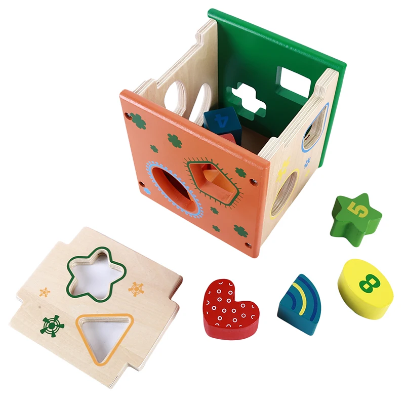 

Wooden Intelligence Box Geometric Shape Puzzle Games Color Shape Cognitive Matching Learning Education Toys For Children
