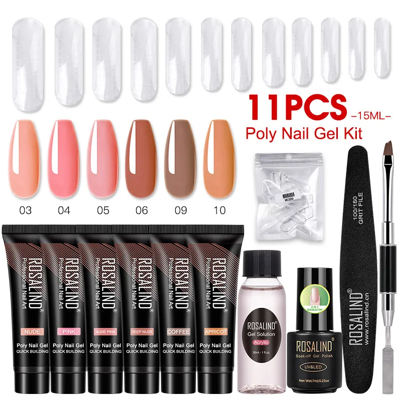 

Набор ROSALIND для наращивания ногтей с УФ светодиодный светодиодной лампой, набор инструментов для сушки, 6/11/14 шт.