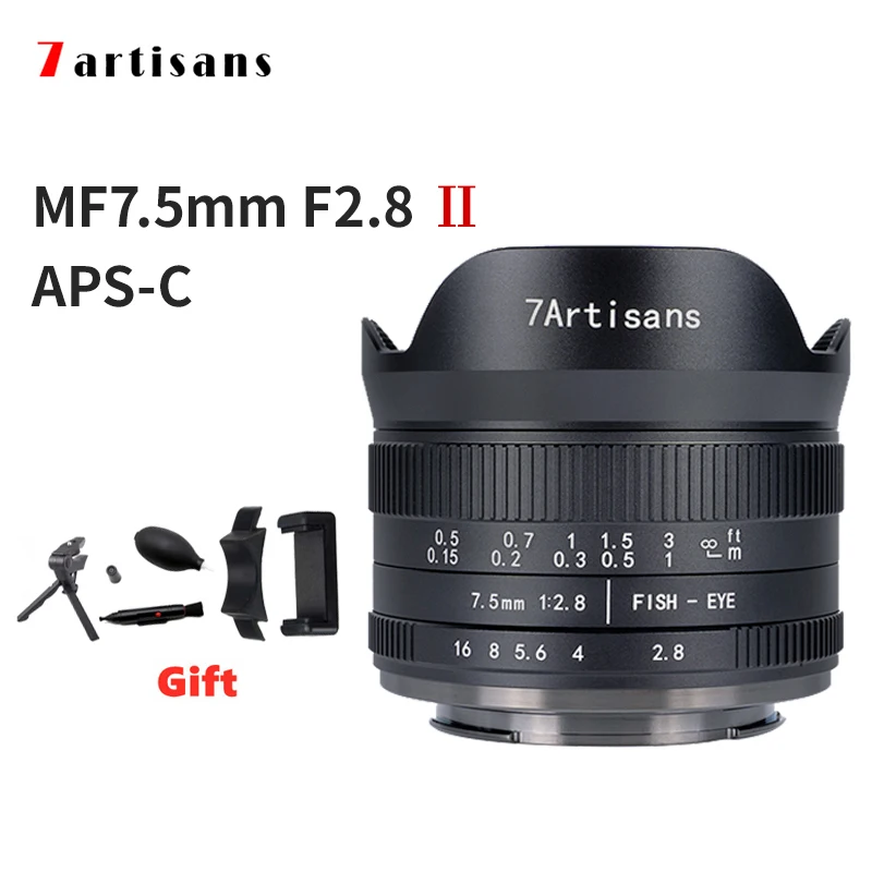 Объектив 7 Artisans 5 мм F2.8 II APS C Ультра широкоугольный Рыбий глаз a6000 Sony E Mount Nikon Z Fuji XF