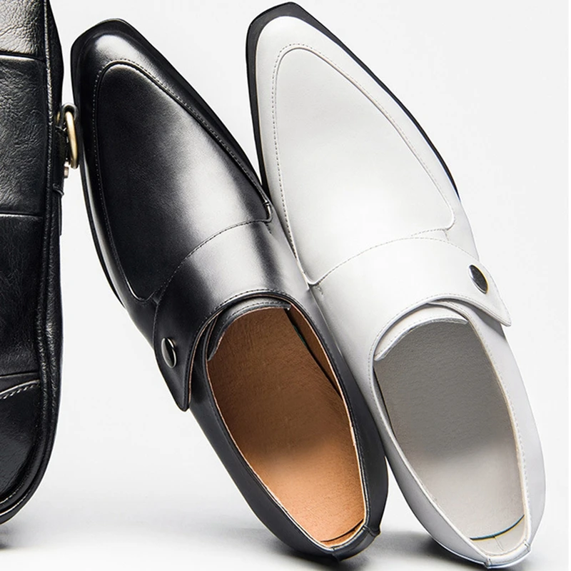 

Black White Genuine Leather Formal Dress High Heel (5cm) Shoes Pointed Toe Derby Men's Wedding Party Oxfords For Bride JNS195
