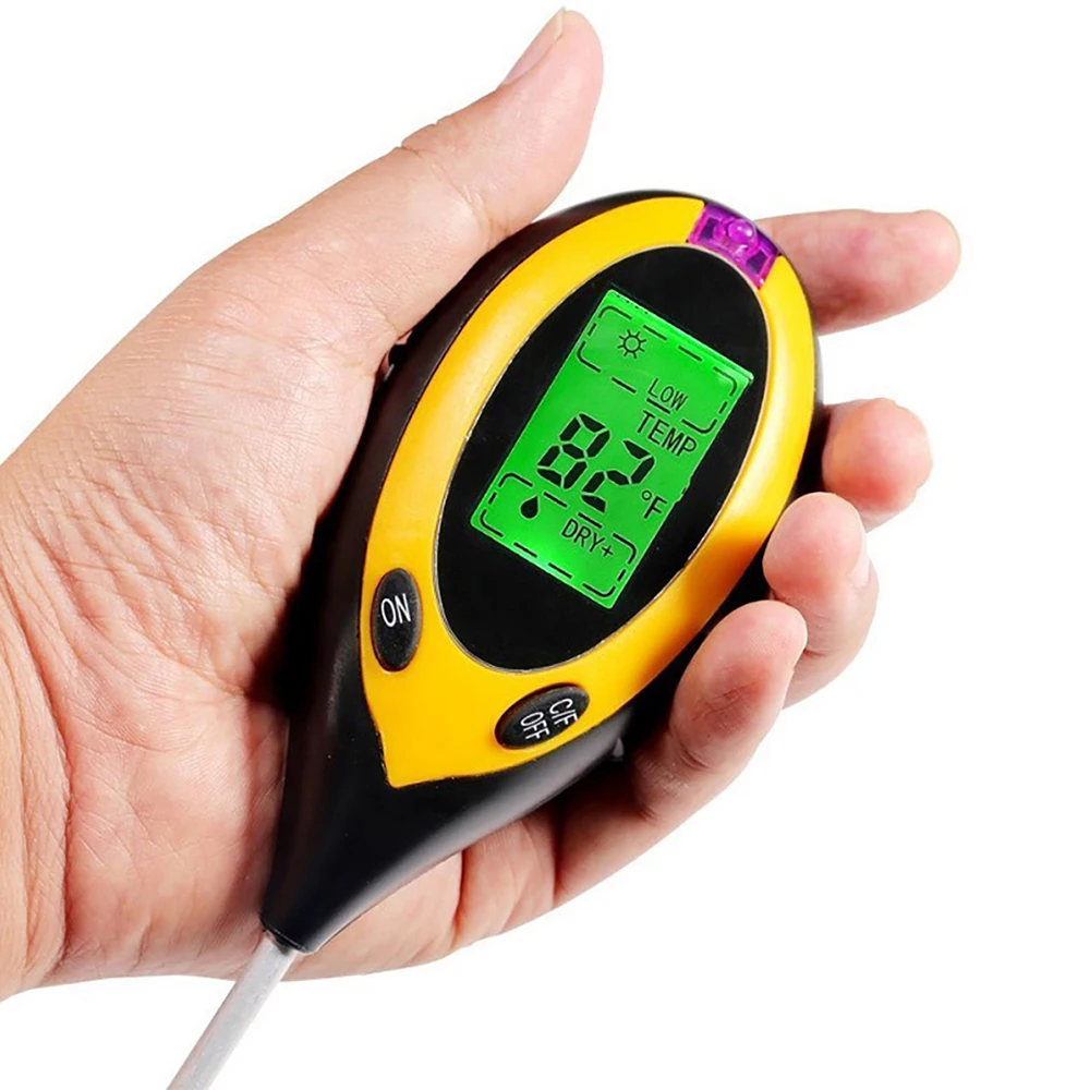 Цифровой PH-метр 4 в 1 для измерения влажности почвы температуры и солнечного света