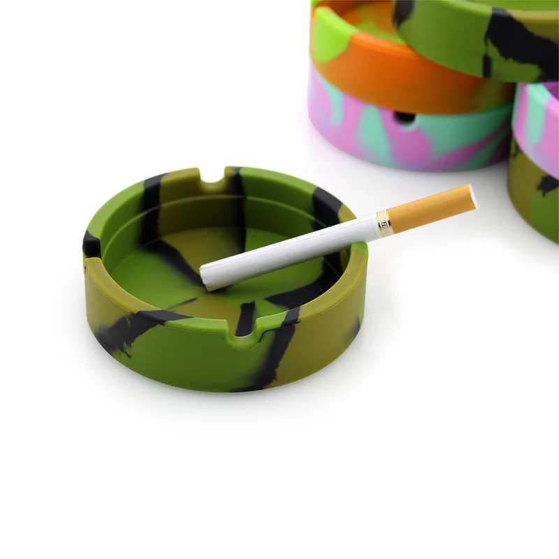 

ADMY Weed Accessories Silicone Ashtray Camouflage Pattern Mixed Color Round Ashtray Internet Cafe KTV Smoking Accessories