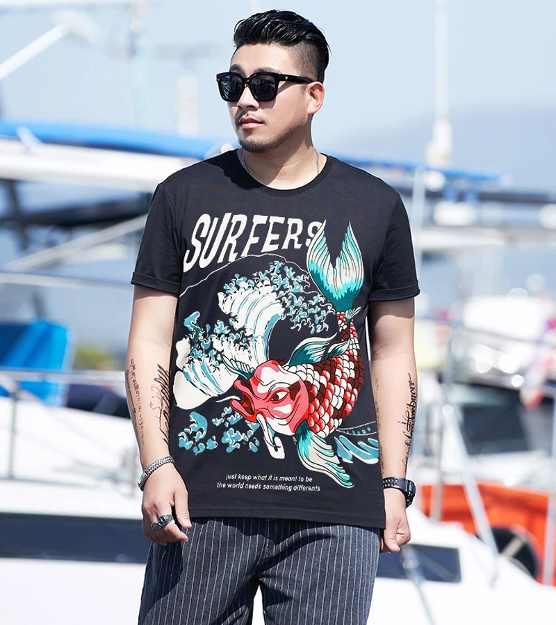 

Short Sleeve T Shirt Men 2020 Summer High Quality print fish Tshirt Top Tees Plus Size 2XL-5XL 6XL 7XL 8XL 9XL O NECK 150 kg