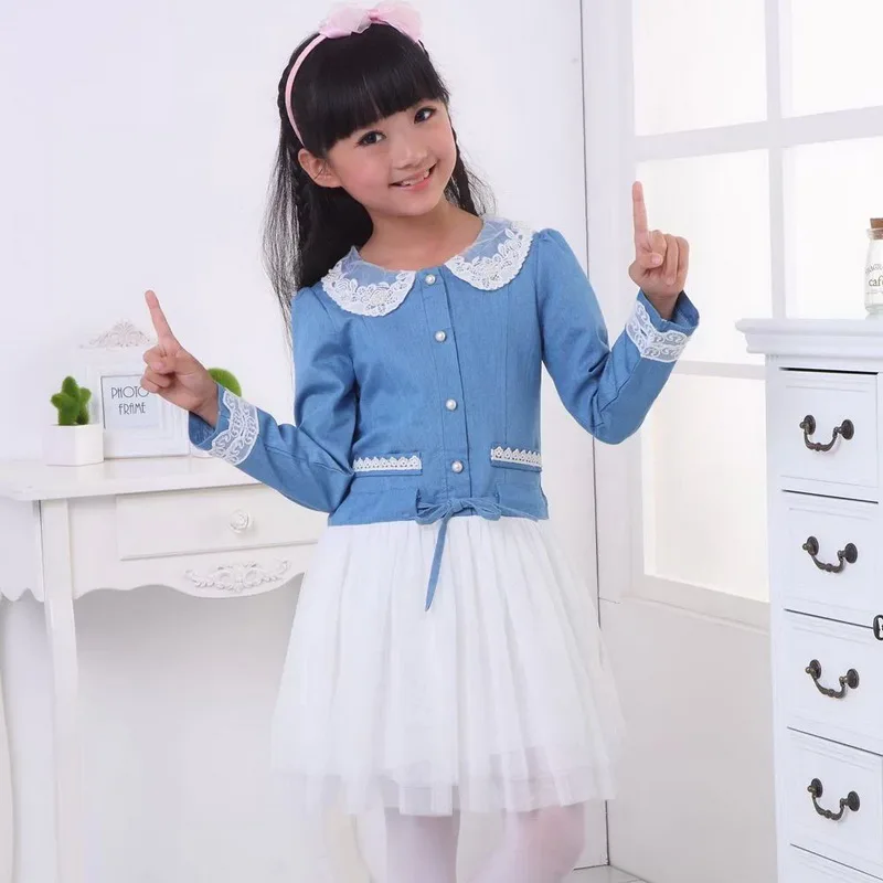 Вечернее платье с длинным рукавом для маленьких девочек От 3 до 6 лет голубое