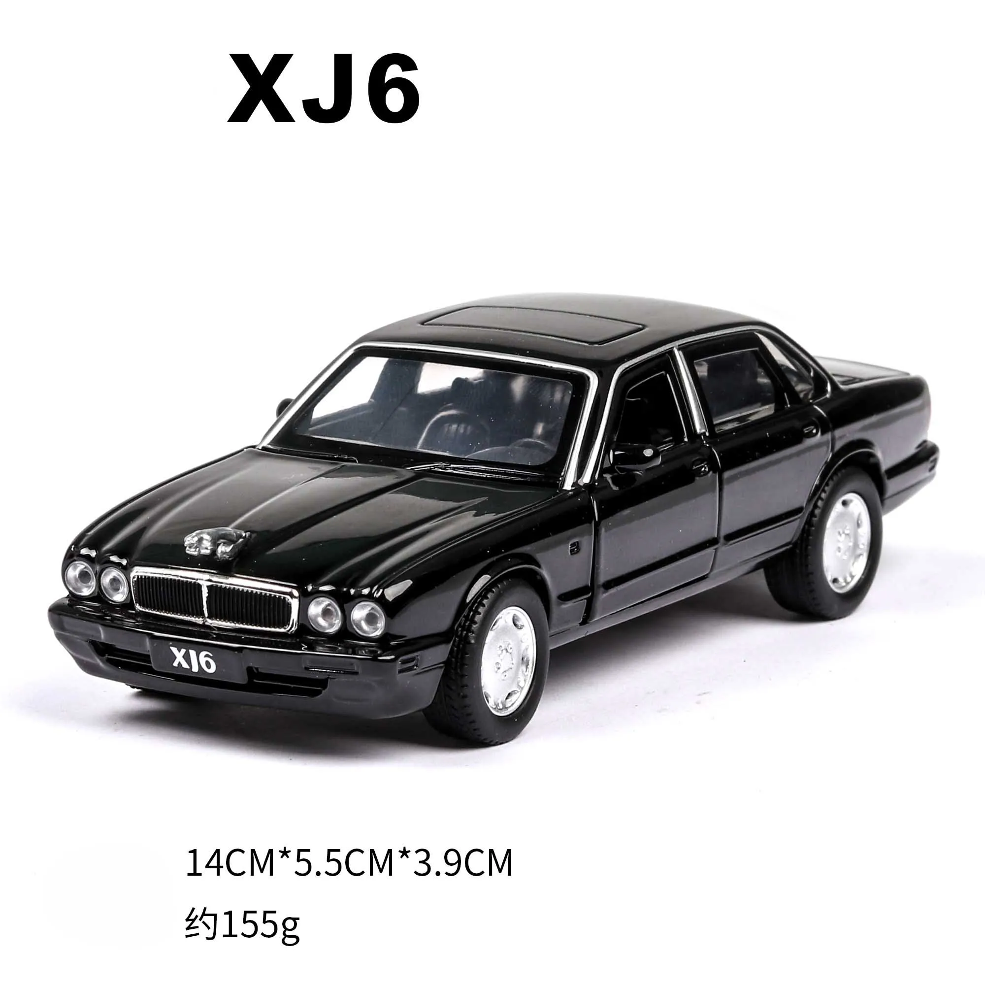 Black 1:32 JAGUAR XJ6, литая спортивная модель автомобиля, Супер гоночный подъёмный задний руль, оттягивающийся назад для детей, Томас, автомобиль, игрушки для мальчиков - Цвет: Black