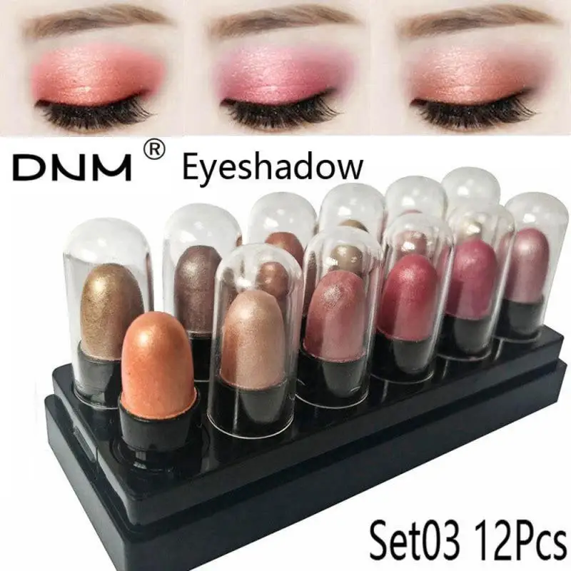 

DNM 12pcs Silkworm Eyeshadow Pen Pearlescent Metallic Shadow Eye Makeup Lasting WaterproofShiny Pearl Pencil Eye Shadow Cosmetic