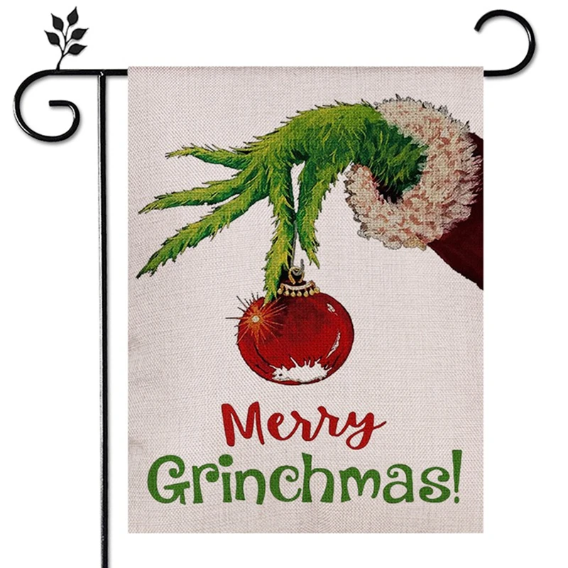 

Xmas Gift New Year Navidad Hanging Flag Christmas Banners Flax Santa Claus Outdoor Home Decoration Banner Flags