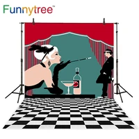 funnytree photography backdrops red wine sexy lady gentleman curtain black and white party time lattice floor newborn background