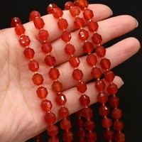 hot selling natural stone red agate semi precious stone faceted bead diy for making jewelry accessories 8mm