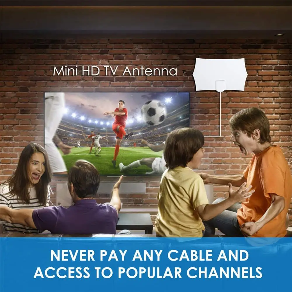 

HDTV Antenna Mini 1080P High Definition Amplified Indoor Digital Television Cables For TV Broadcast Live Local Channels