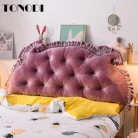 tongdi home soft lace large pillow back cushion long elastic backrest multifunction luxury decor for girl princess bedside bed