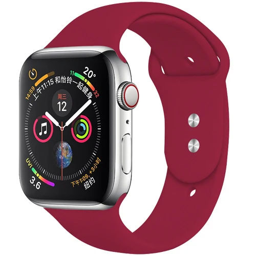 rose red 17 Спортивный ремешок для Apple Watch ремешок 44 мм 40 4 3 iwatch ремешок 42 мм 38 мм силиконовый pulseira ремешок для часов Браслет Apple watch 5 ремешок 44 мм - Цвет ремешка: rose red 17
