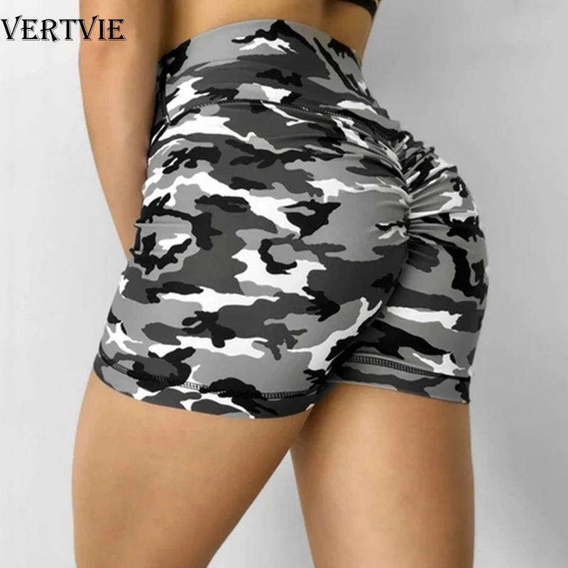Вертикальный Для женщин Высокая Талия спортивные шорты с принтом стыковой