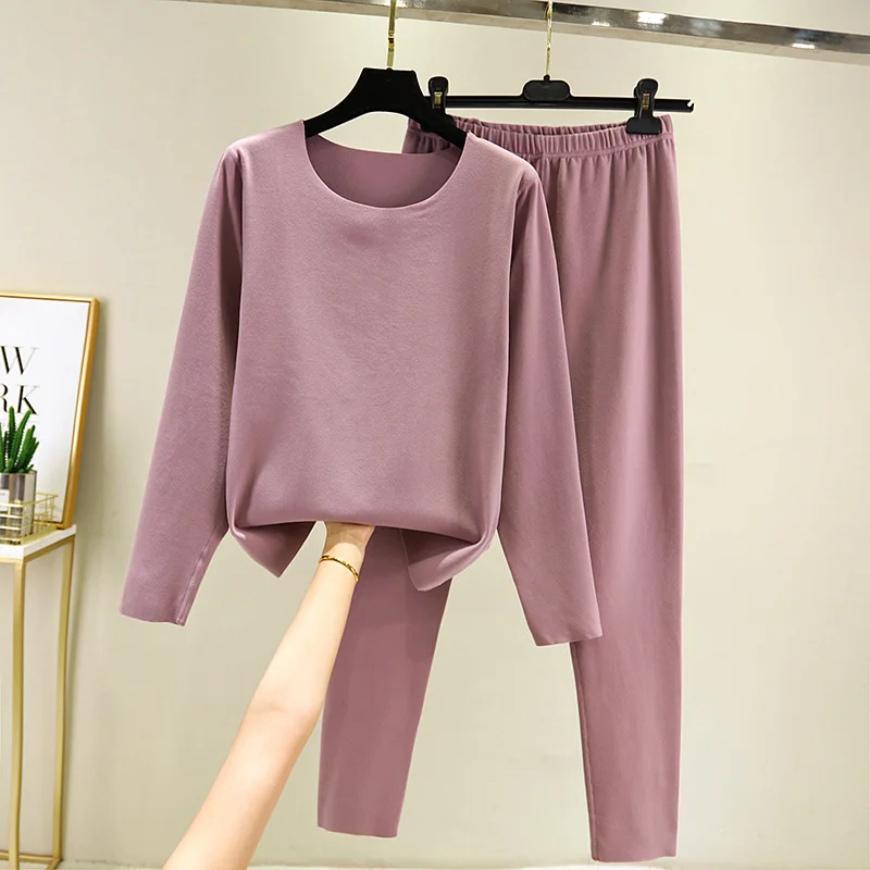 

Women's thermal underwear set winter oversized Double-sided sanding pullover clothing fashion repair Keep warm Long underwear pa