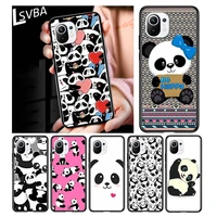 cartoon cute panda for xiaomi mi 11 10t note 10 ultra 5g 9 9t se 8 a3 a2 a1 6x pro play f1 lite 5g black phone case