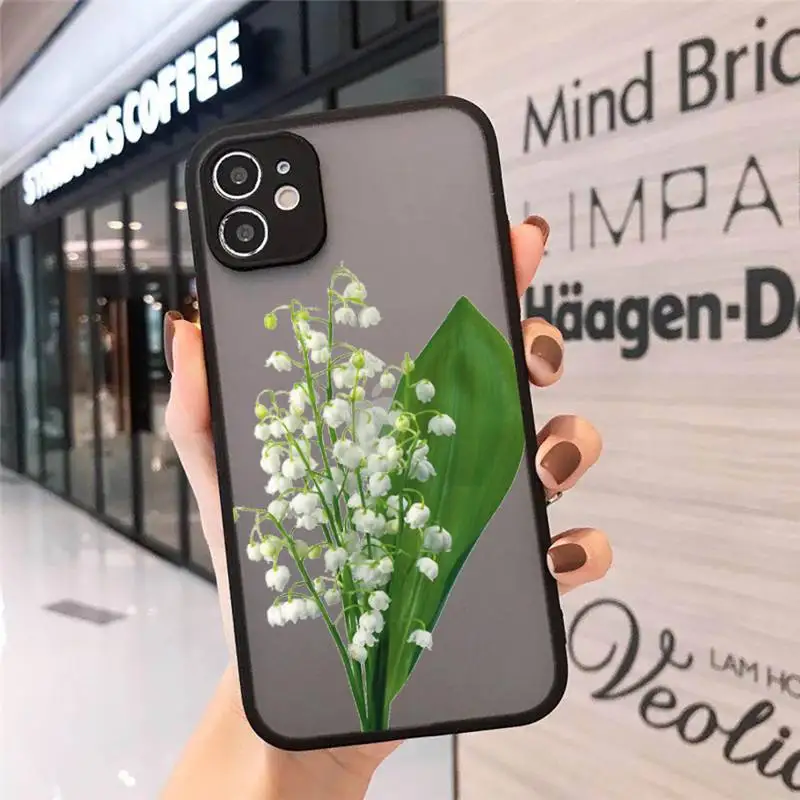 

Lily of the valley Phone Case matte transparent black For iPhone 7 8 x xs xr 11 12 pro plus mini max Clear Funda
