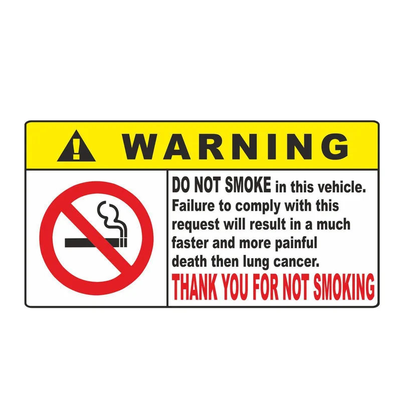 

Car Accessories THANK YOU FOR NOT SMOKING Warning Decal Car Sticker PVC 16CM*8.4CM
