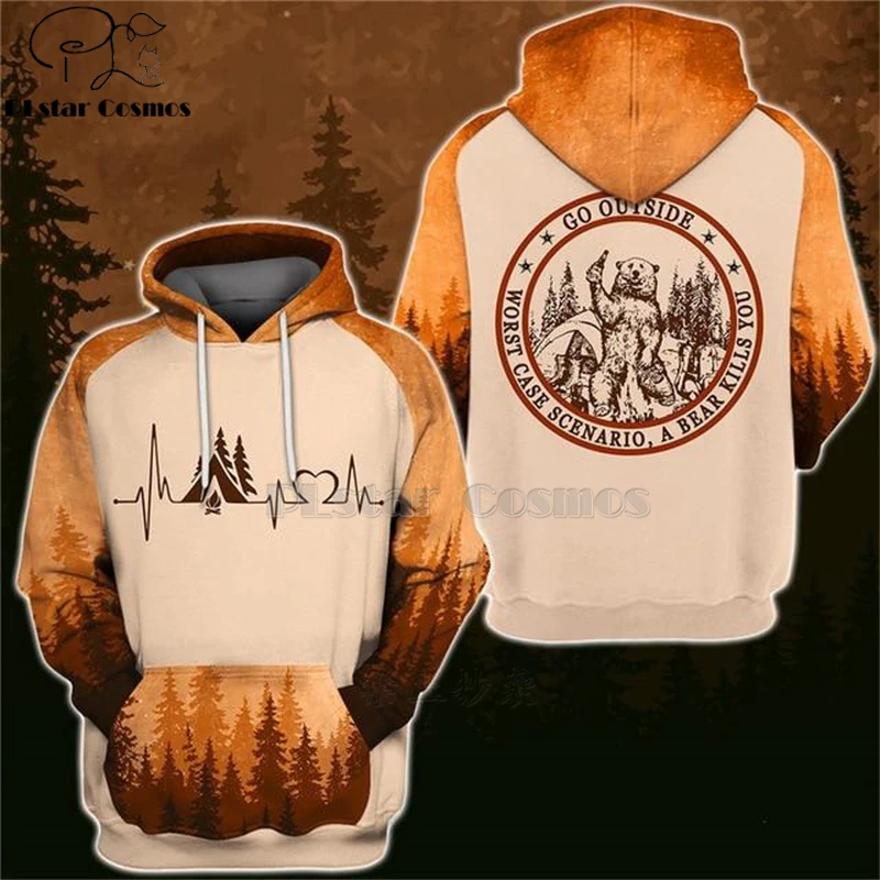 

Men women Harajuku forest Forest Heartbeat Campfire Camping print 3d hoodie Unisex Sweatshirt Pullover zip streetwear tracksuit