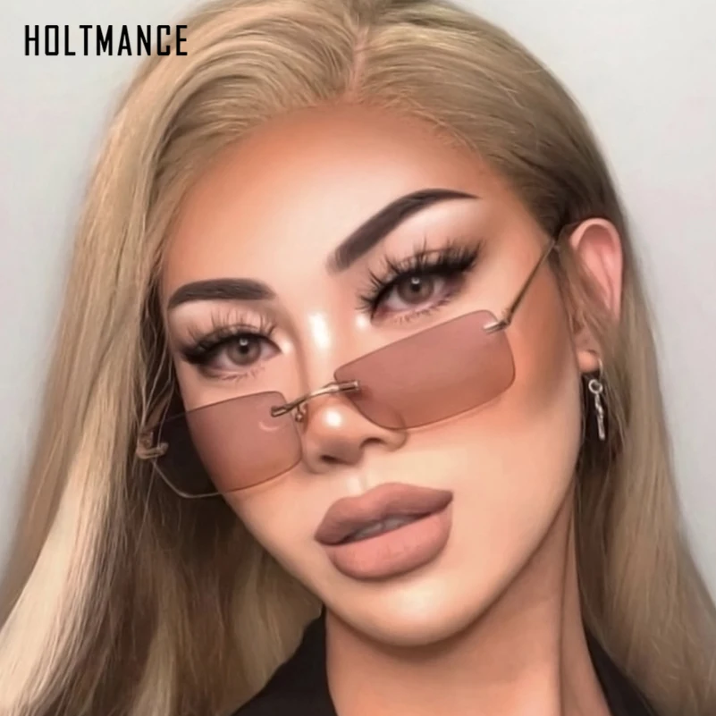 

Солнцезащитные очки без оправы UV400 для мужчин и женщин, небольшие прямоугольные аксессуары в стиле Ins, с квадратными линзами, с защитой от ул...