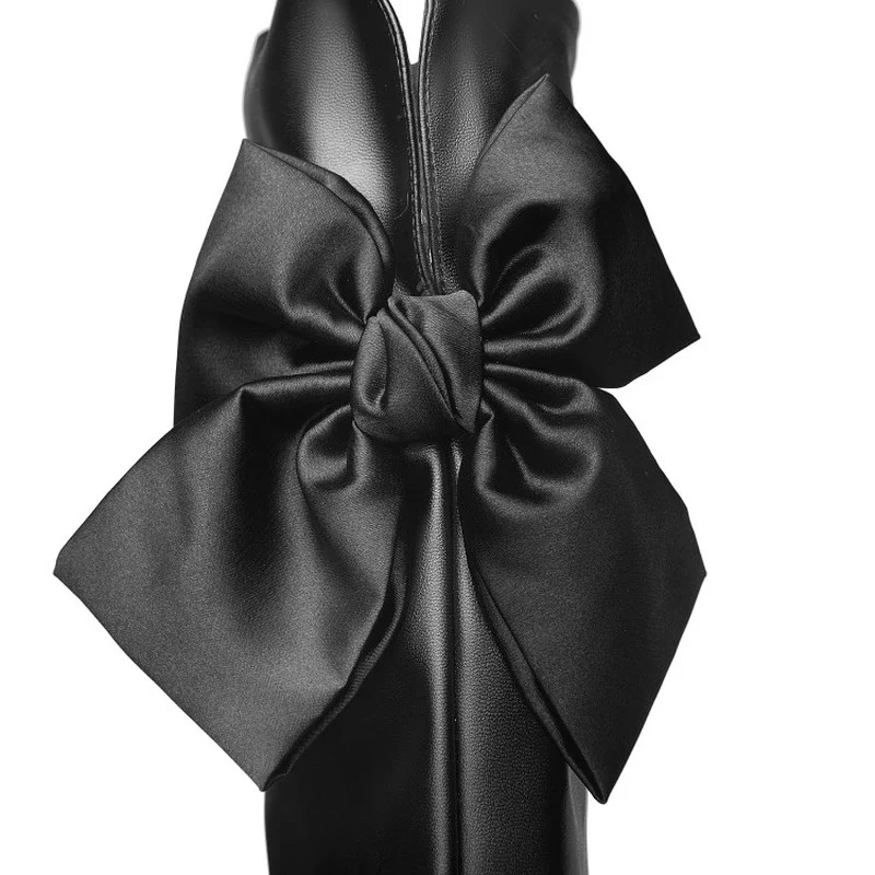 FXYCMMCQ 2021 Women's Winter New Korean High Heel Bow Sweet Knight Boots X2-9