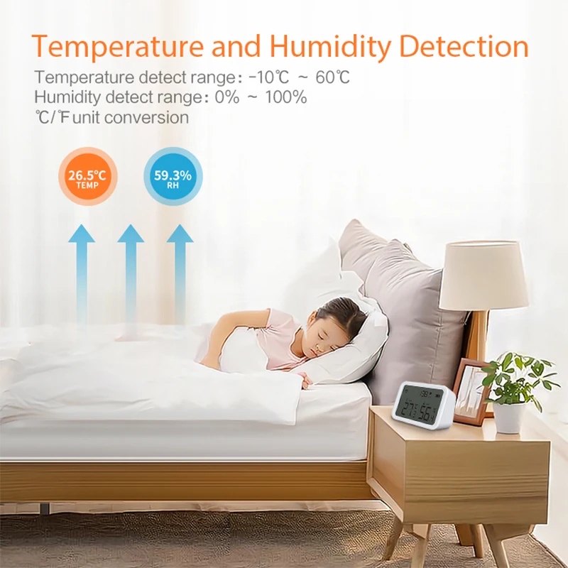 Датчик влажности и температуры Tuya Wi-Fi Zigbee комнатный гигрометр с ЖК-экраном |