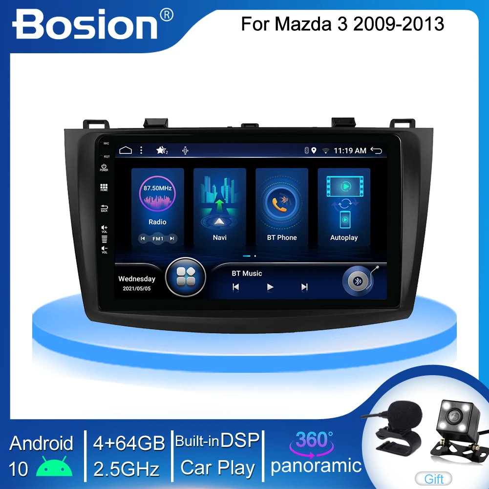 

Автомагнитола Bosion 9 дюймов, 2 din, Android 10, 4 Гб + 64 ГБ, DSP Carplay для Mazda 3 2009-2013, автомагнитола, мультимедийный видеоплеер, GPS-навигация, без dvd