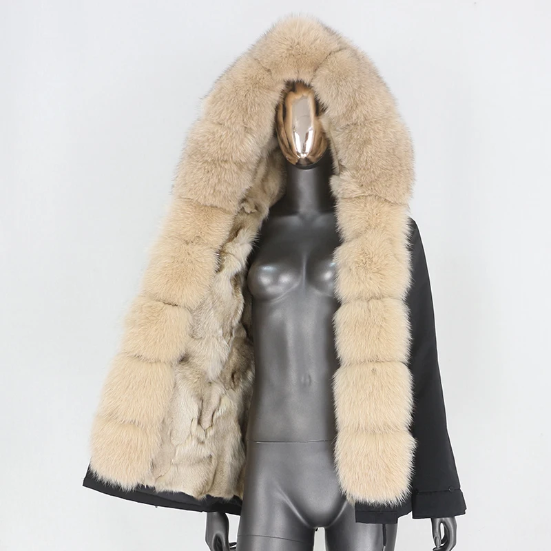 

2021 Winter Jacket Women Waterproof Short Parka Real Fox Fur Coat Natural Raccoon Fox Fur Collar Hood Thick Warm Detachable