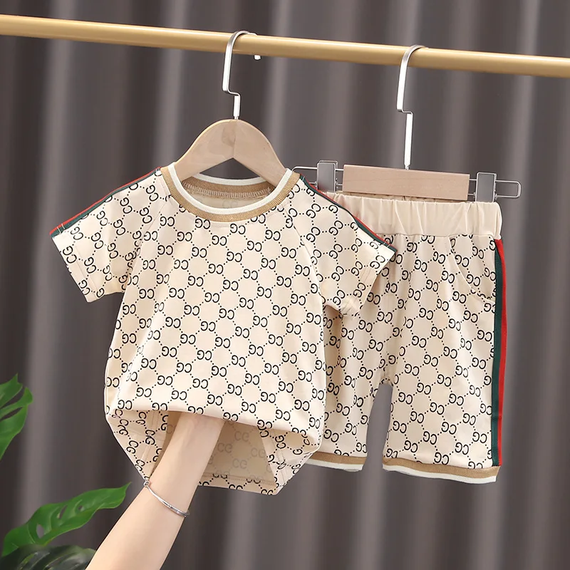 

Summer Baby Girls Boys Clothing Suit Cartoon Print Kids Clothes Shirt Tops+Shorts 2 PCS/Sets Toddler Tracksuit Outfits