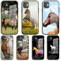 real life horse soft glass silicone case for iphone 13 12 11 pro x xs max xr 8 7 6 plus se 2020 s mini balck cover
