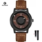 Часы наручные EUTOUR мужские с деревянным магнитным шариком, Роскошные Кварцевые, с деревянным браслетом из нержавеющей стали, 2021