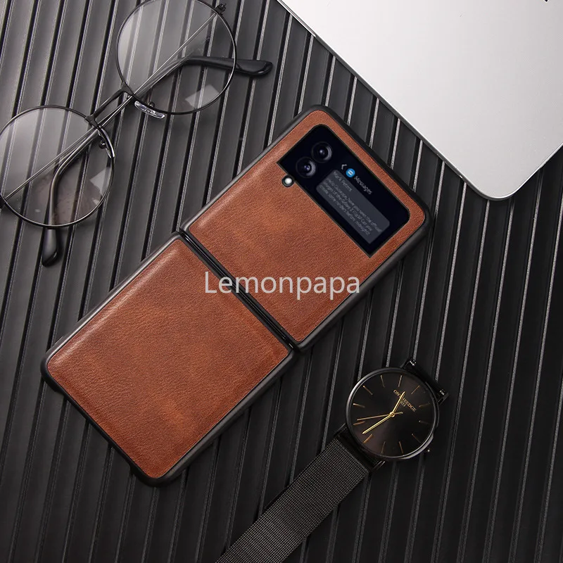 luxury case for samsung galaxy z flip 3 case vintage genuine leather shockproof cover for samsung galaxy z flip case free global shipping