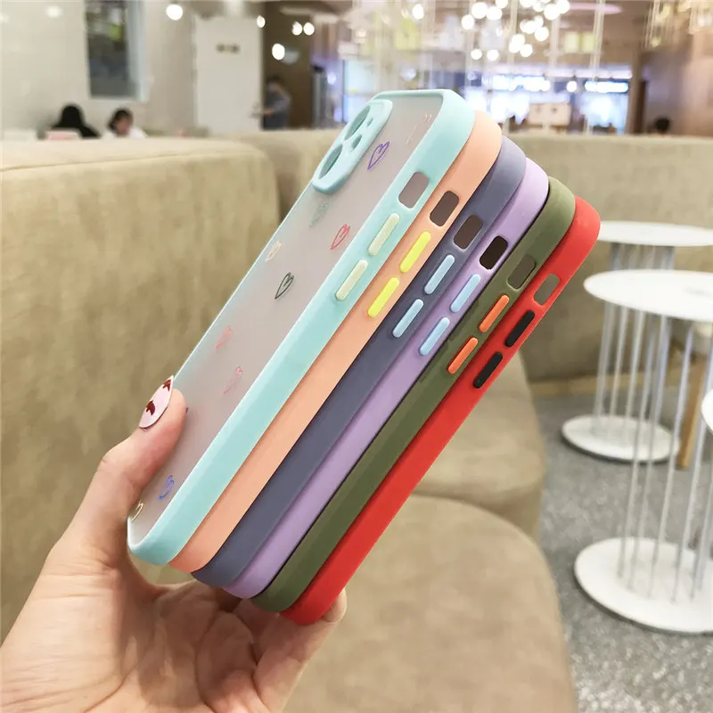 

Moskado Candy Color Cute Love Heart Lens Protected Phone Case For iPhone11 12 Pro Max X XR XS Mini 7 8 Plus SE2020 Hard PC Back