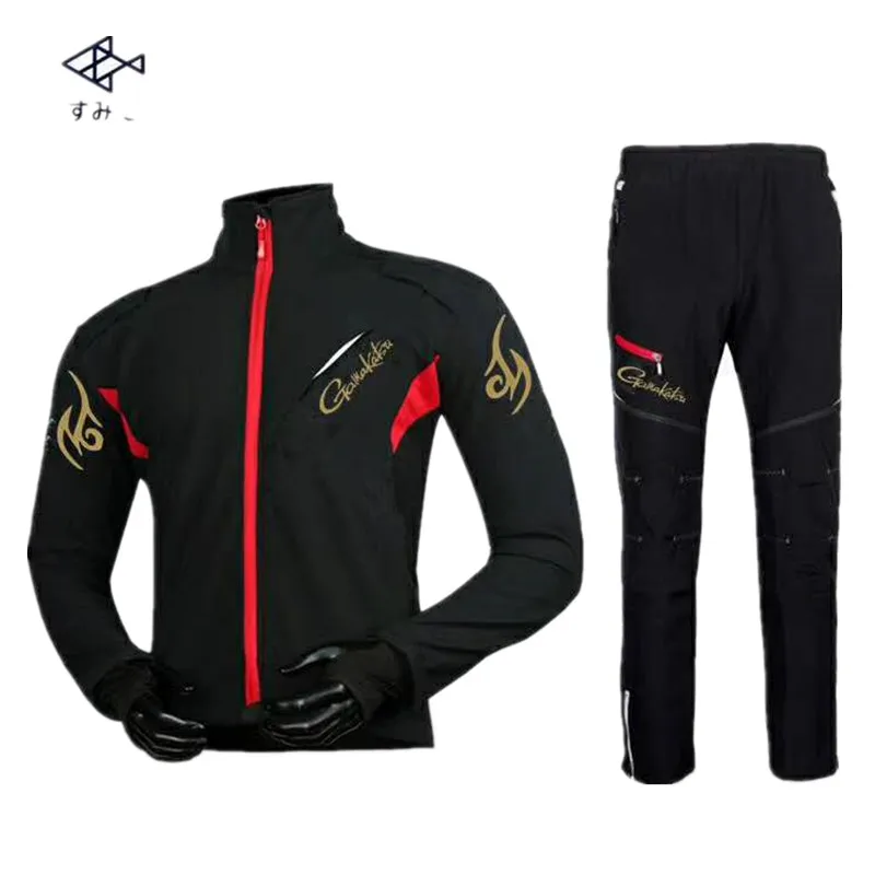 

New Gamakatsu Fishing Jacket Autumn Winter Fleece Warm Fishing Clothes Waterproof Breathable Fishing Soft Shell Jacket Pant