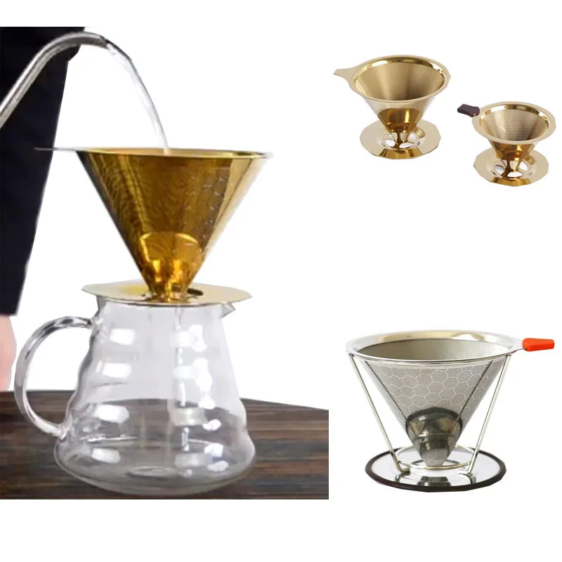 Двухслойный фильтр для кофе 304 из нержавеющей стали держатель капельного корзины