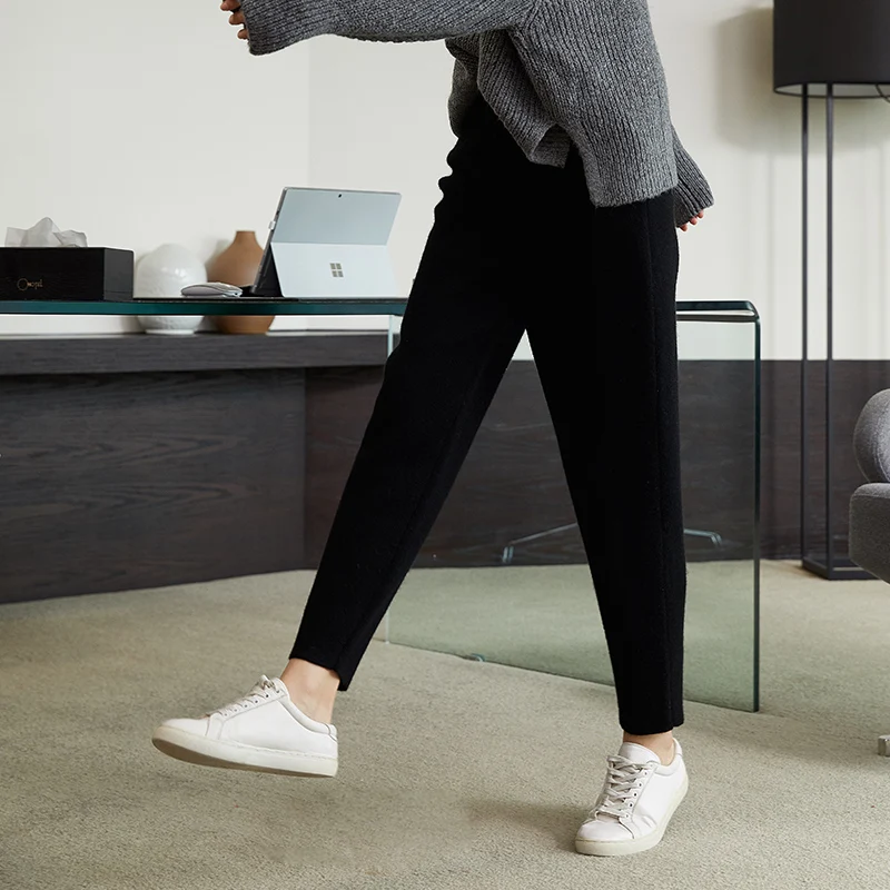 10% кашемир вязаные толстые узкие брюки карандаш 550 г плотные шерстяные длинные