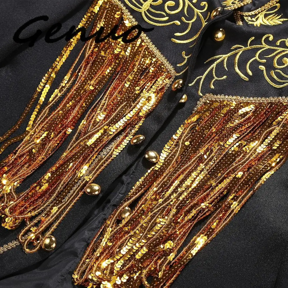 Мужской блейзер с блестками и вышивкой золотого серебряного цвета|Пиджаки| |