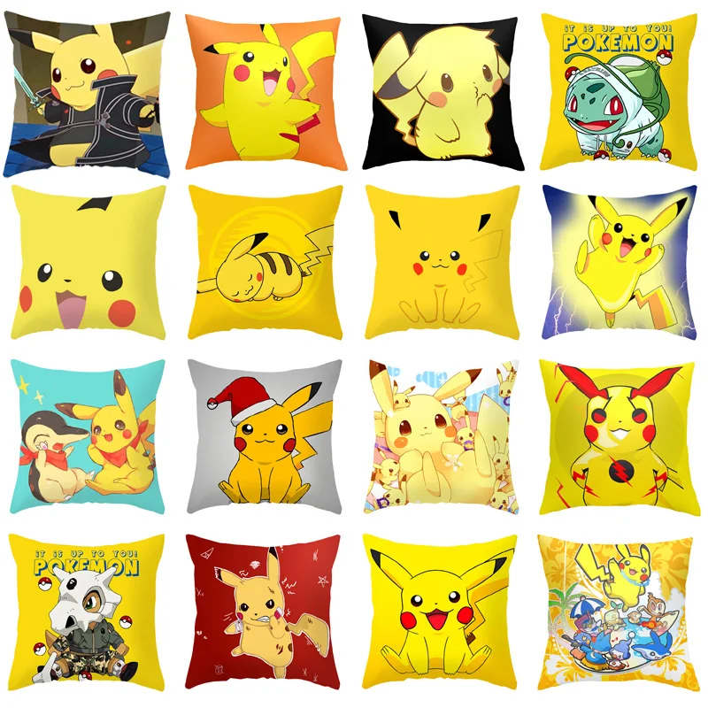 

New Pokemon Pikachu Meowth Poke Ball Bulbasaur Charizard Charmander Raichu Pillow Cover Plush Kawaii Anime Pillowcase 45cm*45cm