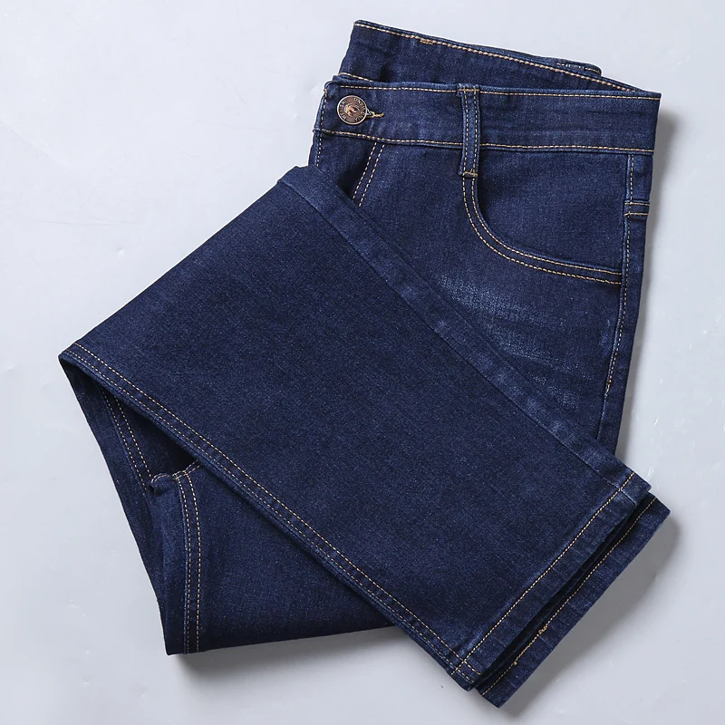 

2020 Slim Classic Style Autumn Business Casual Blue Black Elastic Straight Long Pants High Quality Jeans